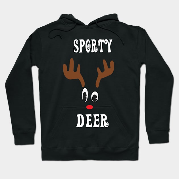 Sporty Reindeer Deer Red nosed Christmas Deer Hunting Hobbies Interests Hoodie by familycuteycom